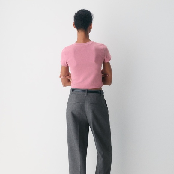 TNA Aritzia HomeStretch Rib Crew Waist T-Shirt - Orange Apricot Chiffon - Picture 6 of 9